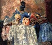 James Ensor Pierrot and Skeleton Norge oil painting reproduction